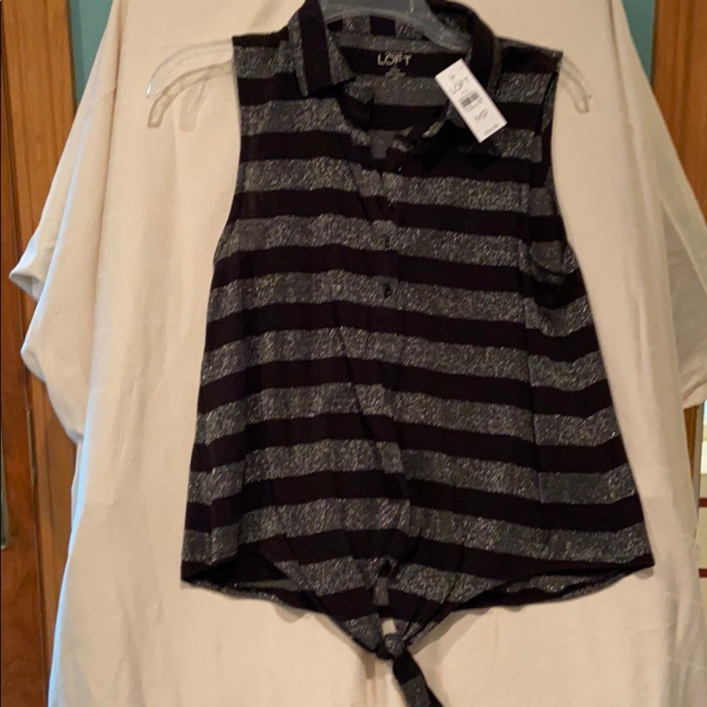Sparkly Silver and Black Loft Sleeveless Shirt